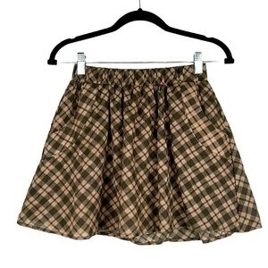 Rachael & Chloe Academia Black & Tan Plaid Circle Mini Skirt Size Small